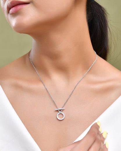 Sterling Silver Toggle Circle Pendant Necklace - Zirak Silver