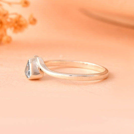 Sterling Silver Trillion Blue Topaz Ring – Minimalist Triangle Gemstone Ring for Women - Zirak Silver