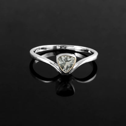 Sterling Silver Trillion Blue Topaz Ring – Minimalist Triangle Gemstone Ring for Women - Zirak Silver