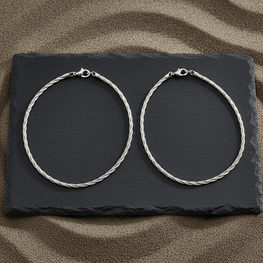 Sterling Silver Twisted Chain Anklet - Zirak Silver