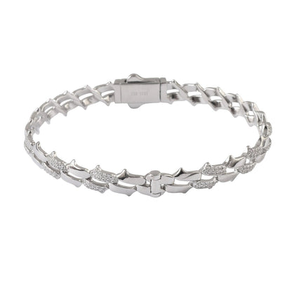 Sterling Silver Two - Row CZ Link Bracelet - Zirak Silver