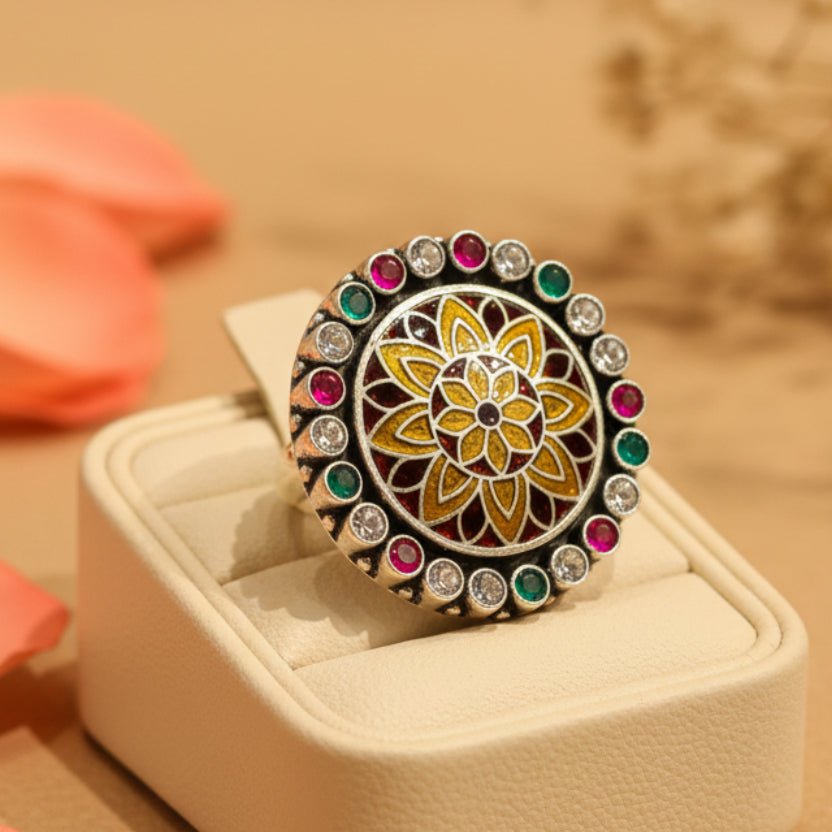 Surya Kamal Ring - Zirak Silver