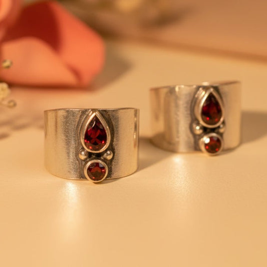 Surya Orange Bichiya Pair - Zirak Silver