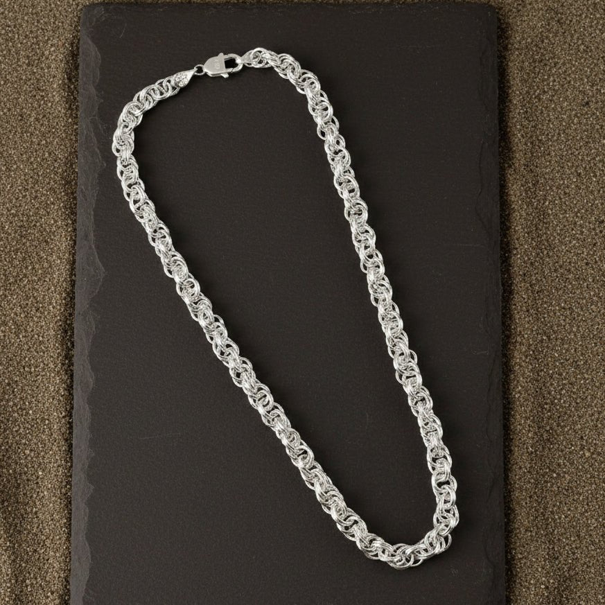 Taaruq Chain – Glossy Finish Cable Silver Chain - Zirak Silver
