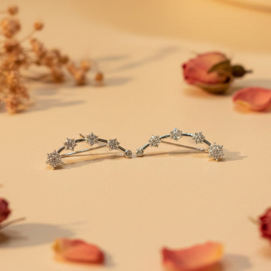 Tara Constellation Ear Climbers - Zirak Silver