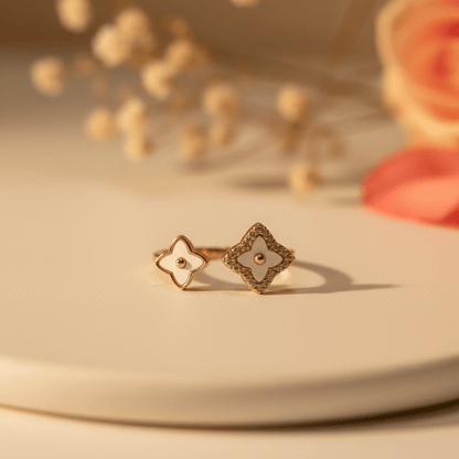 Tara Double Flower Ring - Zirak Silver