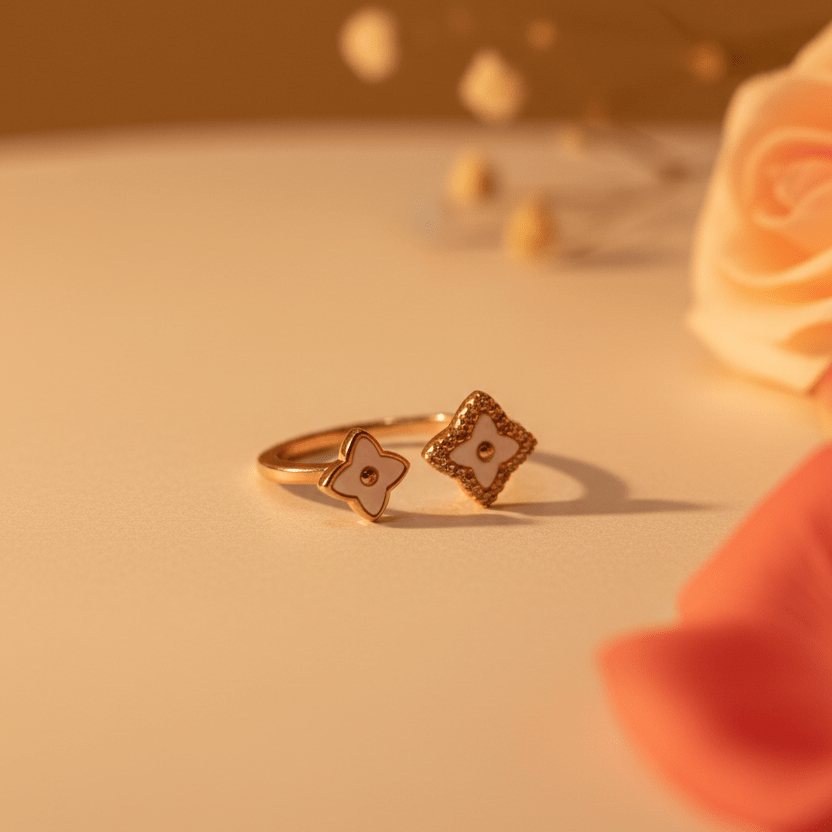 Tara Double Flower Ring - Zirak Silver