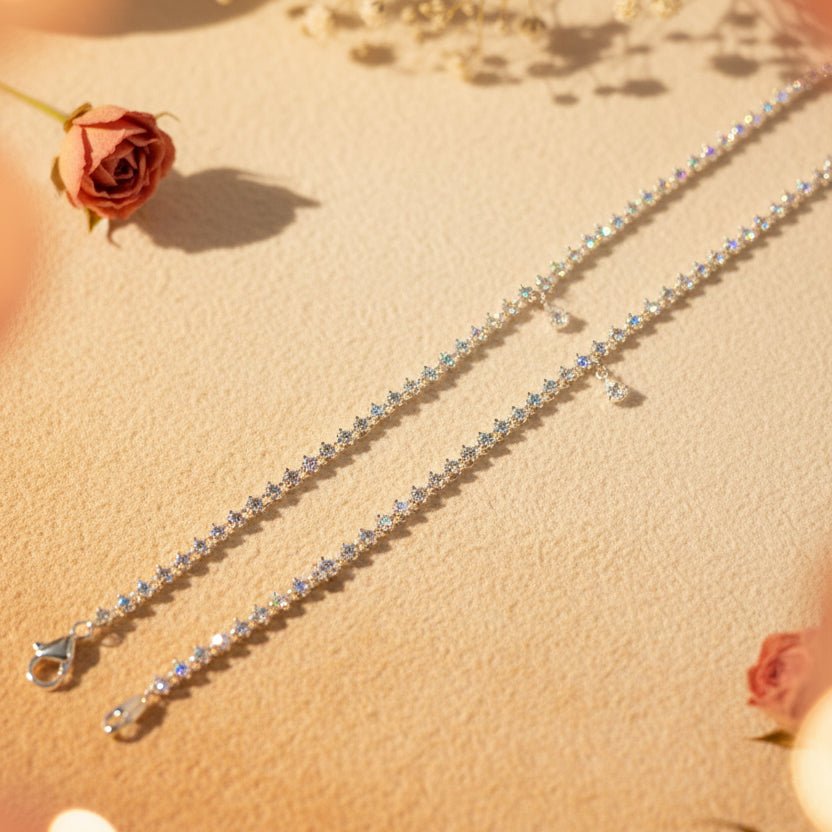 Tara Tennis Anklet - Zirak Silver