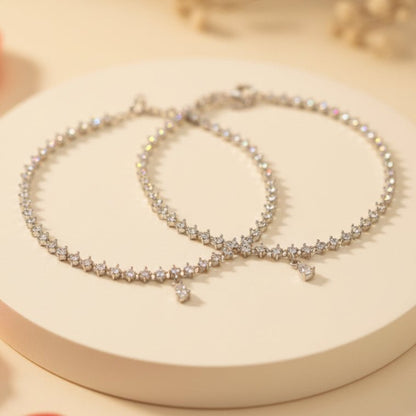 Tara Tennis Anklet - Zirak Silver