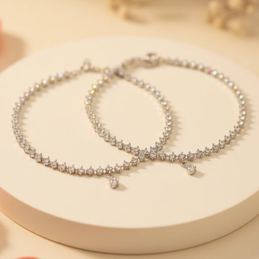 Tara Tennis Anklet - Zirak Silver