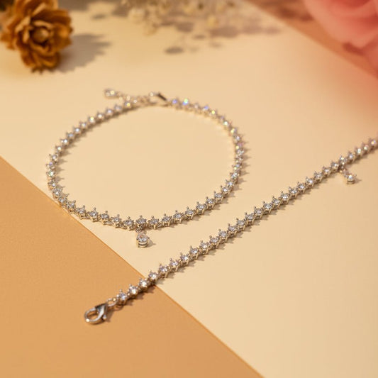Tara Tennis Anklet - Zirak Silver