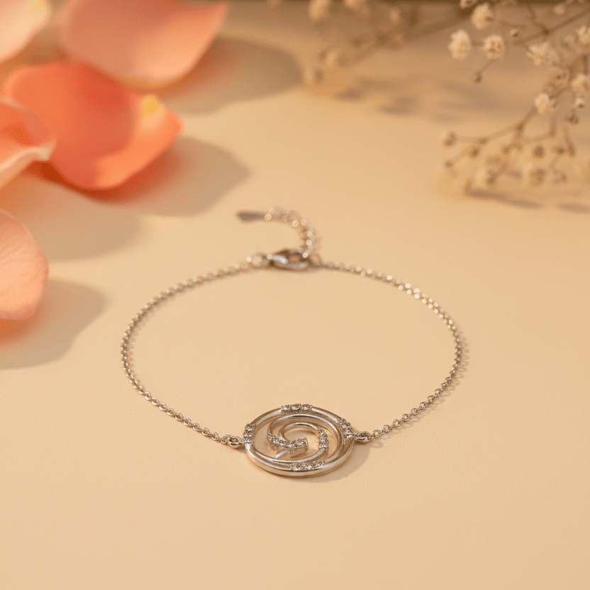 Tarang Mother of Pearl Swirl Bracelet - Zirak Silver