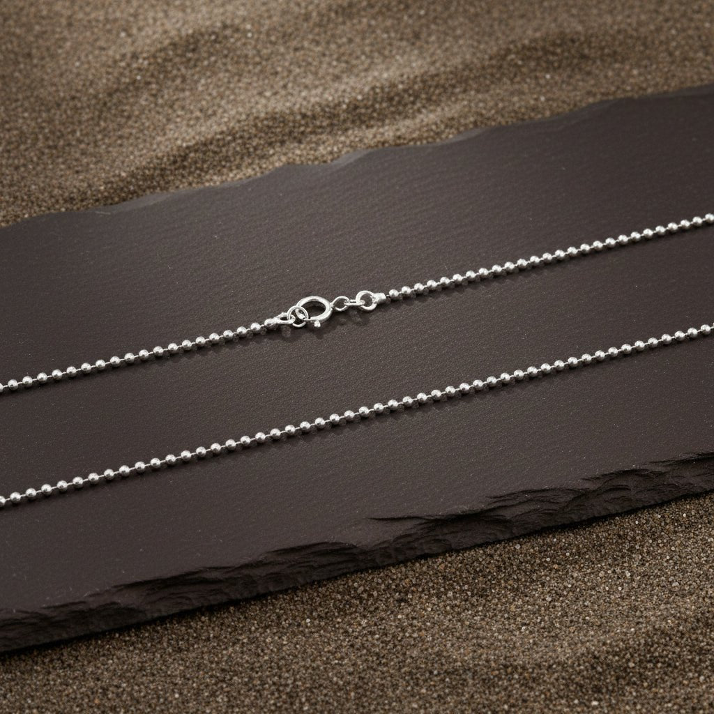 Tazeen Chain – Rhodium Plated Beaded Silver Chain - Zirak Silver