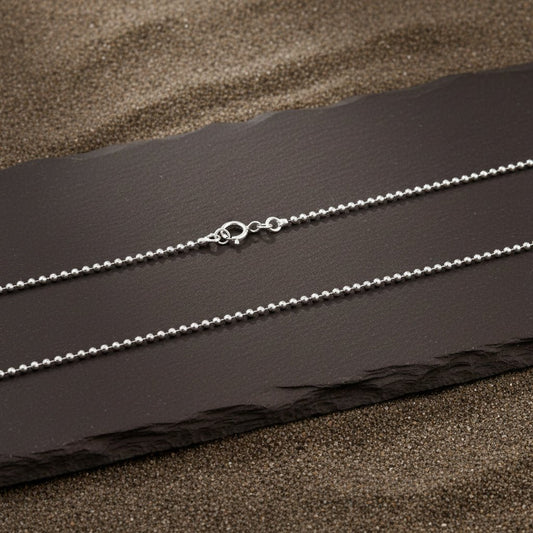 Tazeen Chain – Rhodium Plated Beaded Silver Chain - Zirak Silver