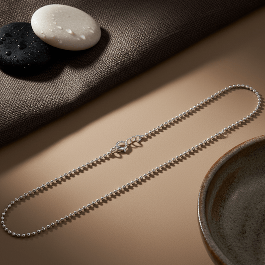 Tazeen Chain – Rhodium Plated Beaded Silver Chain - Zirak Silver