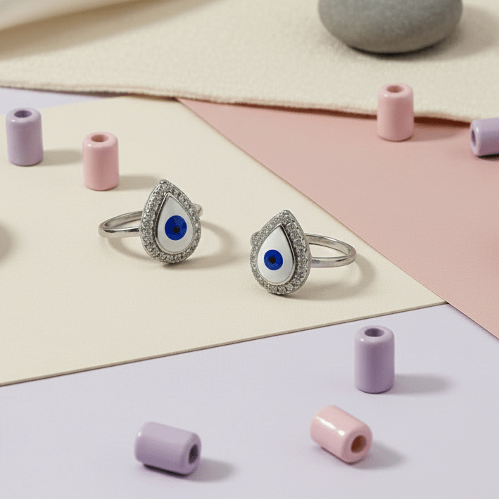 Teardrop Evil Eye 925 Silver Toe Ring - Zirak Silver