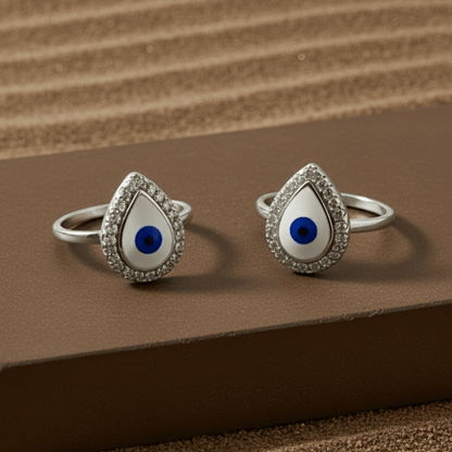 Teardrop Evil Eye 925 Silver Toe Ring - Zirak Silver