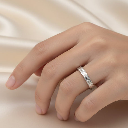 Textured Shine 925 Silver Band Ring - Zirak Silver