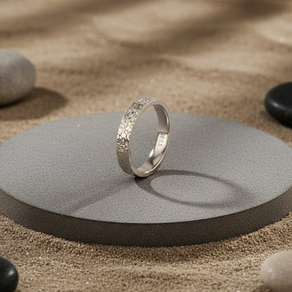 Textured Shine 925 Silver Band Ring - Zirak Silver