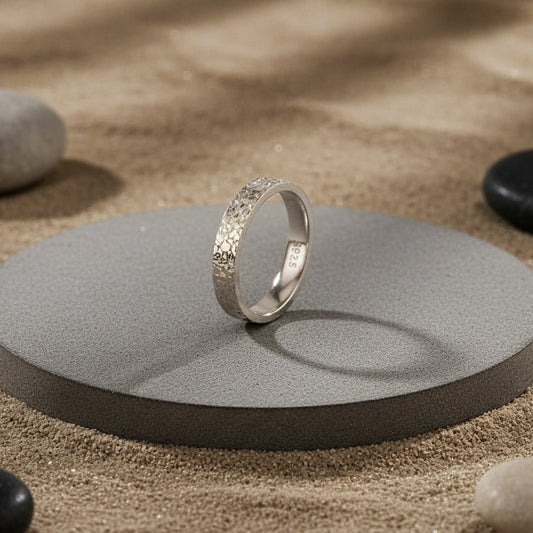 Textured Shine 925 Silver Band Ring - Zirak Silver