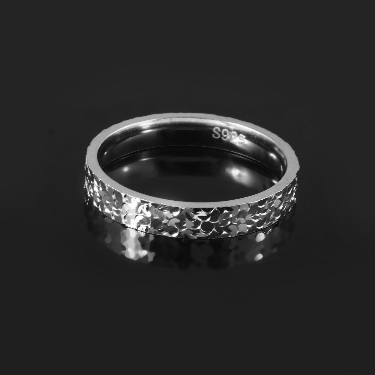 Textured Shine 925 Silver Band Ring - Zirak Silver