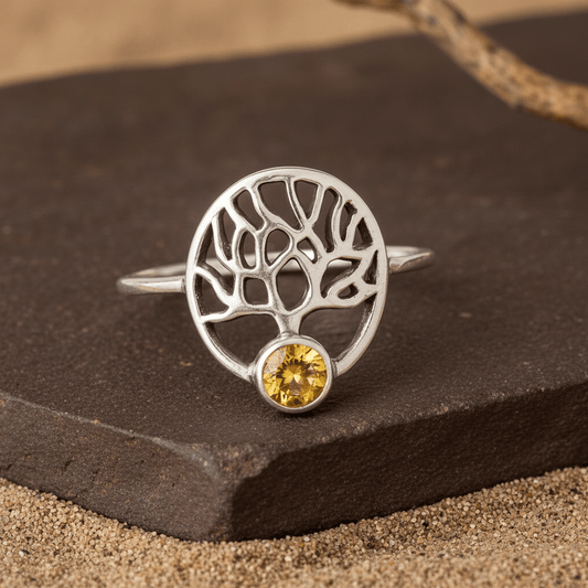 Tree of Life Citrine Ring - Zirak Silver
