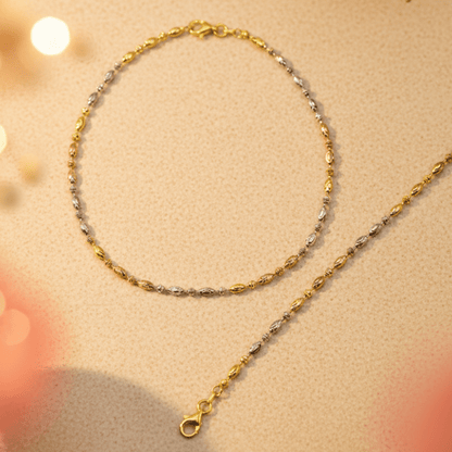 Trisha Oval Bead Anklet - Zirak Silver