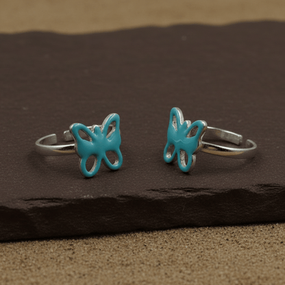 Turquoise Butterfly 925 Silver Toe Ring - Zirak Silver