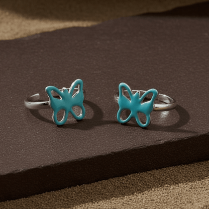 Turquoise Butterfly 925 Silver Toe Ring - Zirak Silver