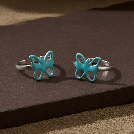 Turquoise Butterfly 925 Silver Toe Ring - Zirak Silver