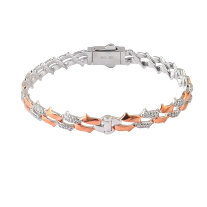 Two - Tone Rose Gold & Silver Cubic Zirconia Link Bracelet - Zirak Silver