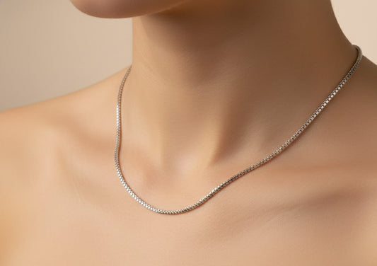 Sterling Silver Box Chain | 925 Silver Square Link Chain Necklace for Men & Women