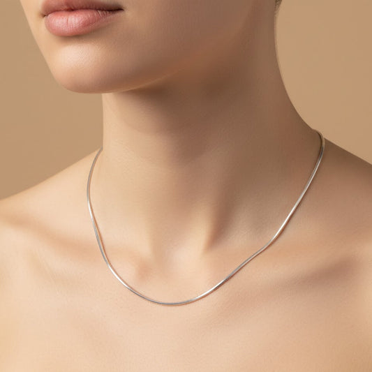 Glossy Herringbone Silver Chain – Flat 925 Sterling Necklace