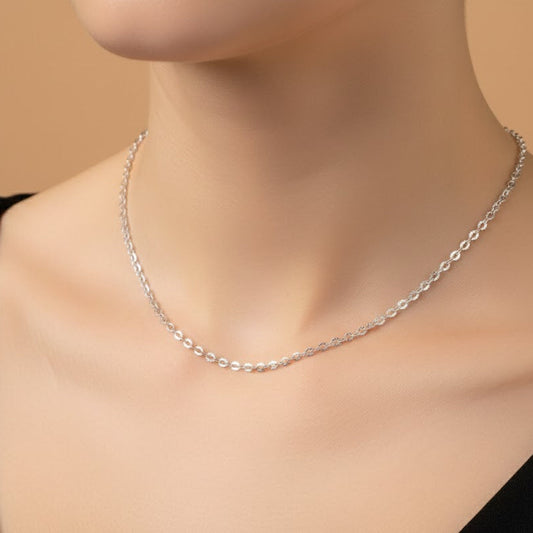 Sterling Silver Floral Cut Chain | 925 Silver Daisy Link Necklace for Women