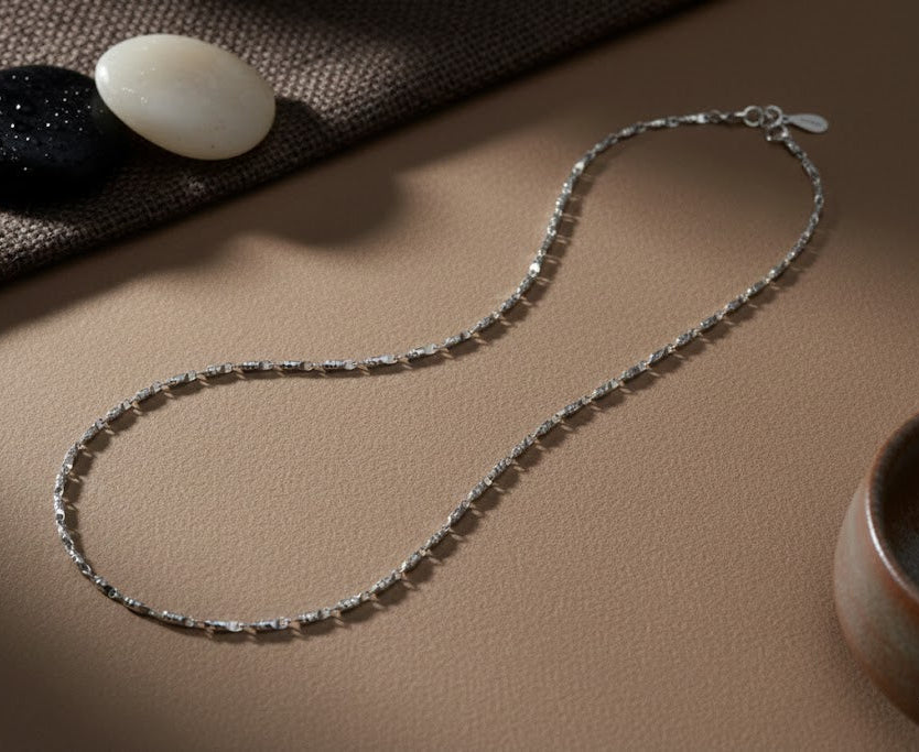 Diamond-Cut Link Silver Chain – 925 Sterling Reflective Women’s Necklace