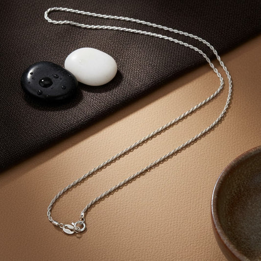 Delicate Twisted Rope Silver Chain – 925 Sterling Fine Cable Necklace