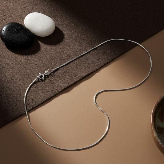 Glossy Herringbone Silver Chain – Flat 925 Sterling Necklace