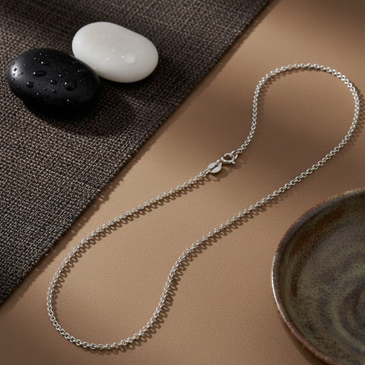 Classic Rolo Link Silver Chain – 925 Sterling Round Link Necklace