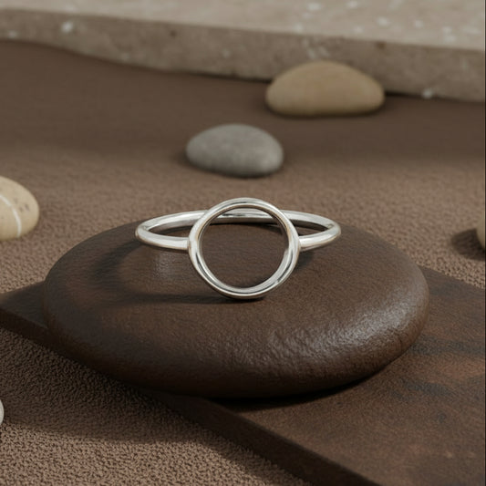 Minimalist Open Circle Sterling Silver Ring