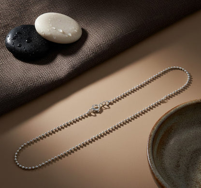 Tazeen Chain – Rhodium Plated Beaded Silver Chain