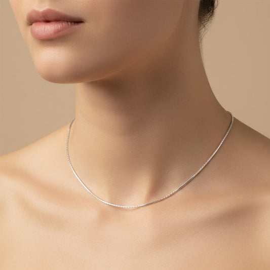 Sleek Box Silver Chain – Lightweight 925 Sterling Chain Necklace