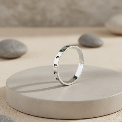 Sterling Silver Moon Phases Band Ring