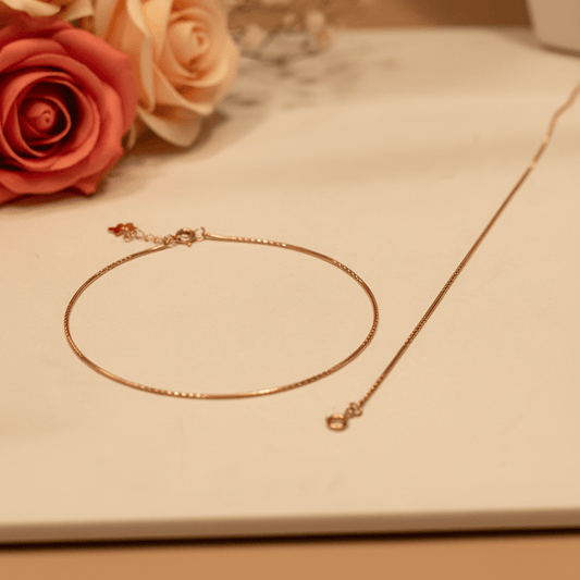 Usha Rose Gold Snake Anklets - Zirak Silver
