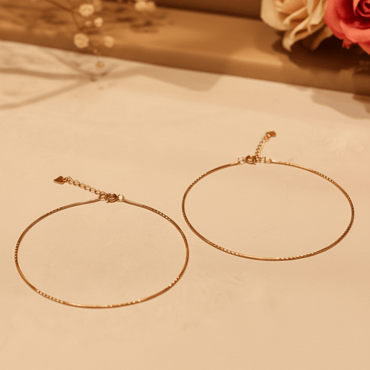 Usha Rose Gold Snake Anklets - Zirak Silver