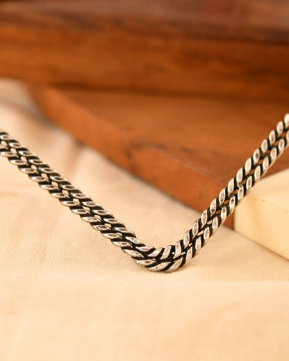 Veera Double - Row Braided Silver Hasli - Zirak Silver