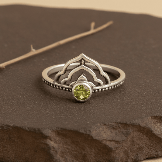 Verdant Temple Peridot Ring - Zirak Silver