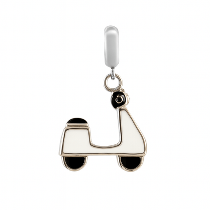 Vintage Enamel Scooter Charm 925 Sterling Silver Pendant - Zirak Silver