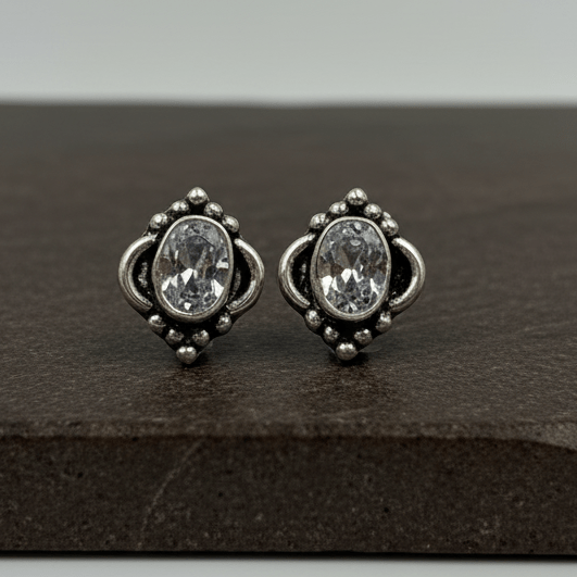 Vintage Floral CZ Stud Earrings in 925 Sterling Silver - Zirak Silver