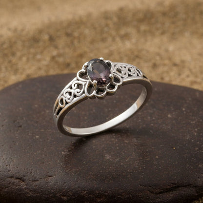 Vintage Floral Iolite Ring - Zirak Silver