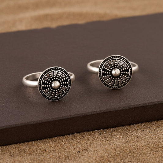 Vintage Mandala Design 925 Silver Toe Rings – Adjustable Boho Jewelry - Zirak Silver